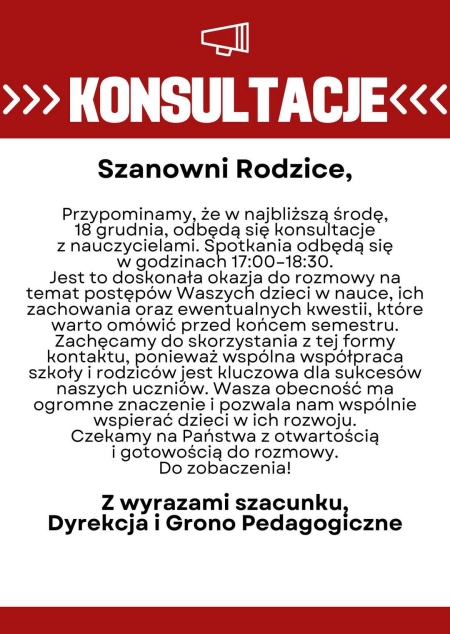 Konsultacje dla rodziców 