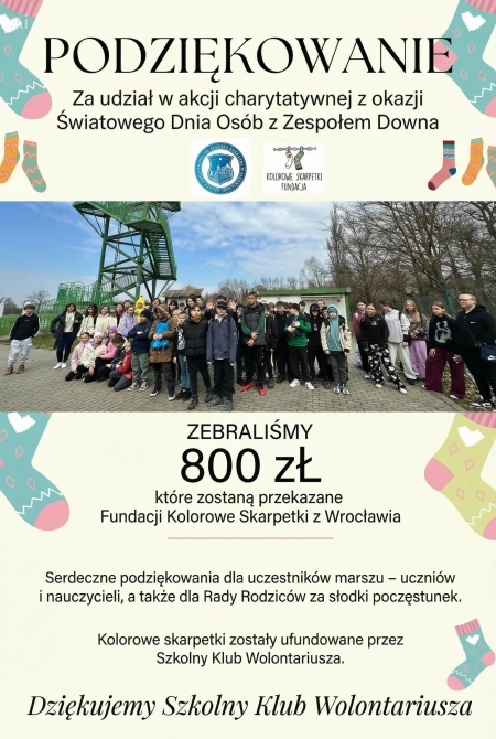  Podsumowanie akcji charytatywnej z okazji Światowego Dnia Osób z Zespołem Downa
