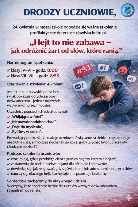 Szkolenie dla uczniów klas IV-VIII